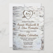 Country Rustic Birch Tree Bark Wedding Invitations (Front)