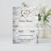 Country Rustic Birch Tree Bark Wedding RSVP Cards (Standing Front)