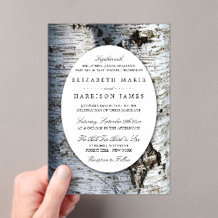 Country Rustic Birch Tree Wedding Acrylic Invitations