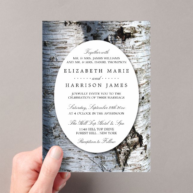 Country Rustic Birch Tree Wedding Acrylic Invitations (Insitu (Handheld))