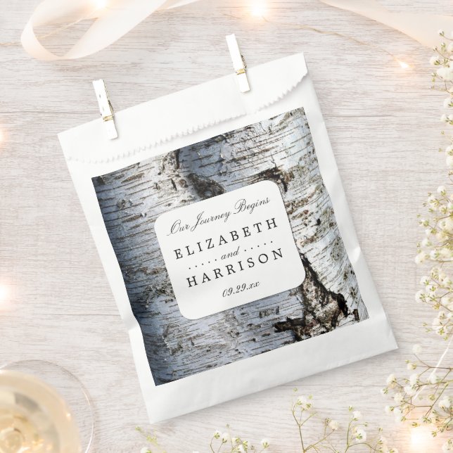 Country Rustic Birch Tree Wedding Favor Bag (Clipped)