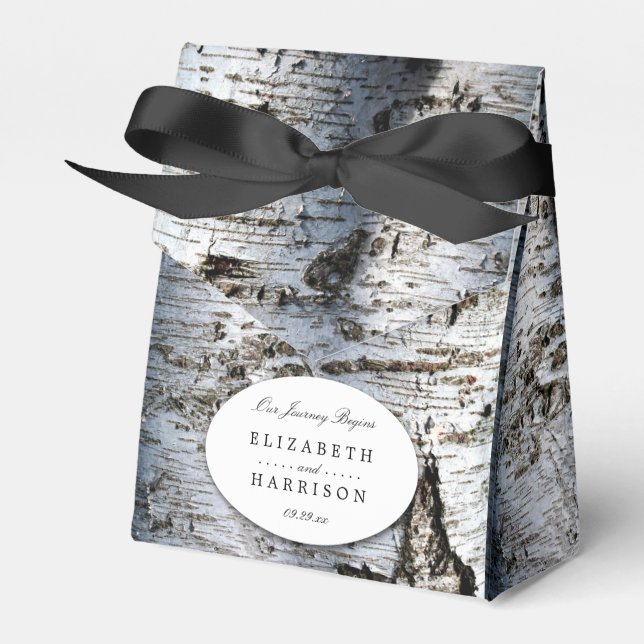 Country Rustic Birch Tree Wedding Favor Boxes (Front Side)