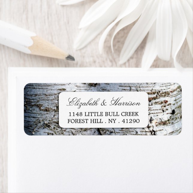 Country Rustic Birch Tree Wedding Label (Insitu)