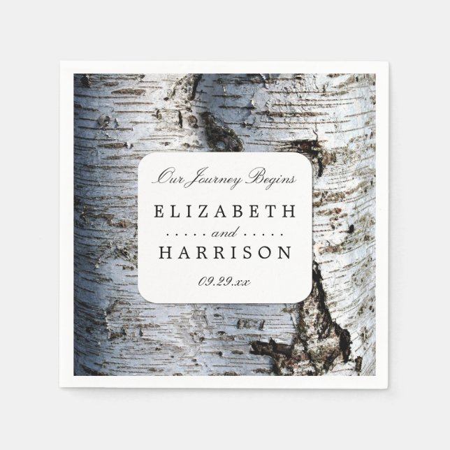 Country Rustic Birch Tree Wedding Napkins (Front)