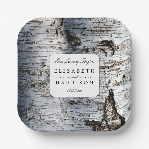 Country Rustic Birch Tree Wedding Paper Plates