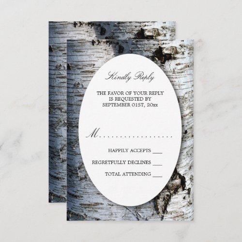 Country Rustic Birch Tree Wedding RSVP Card