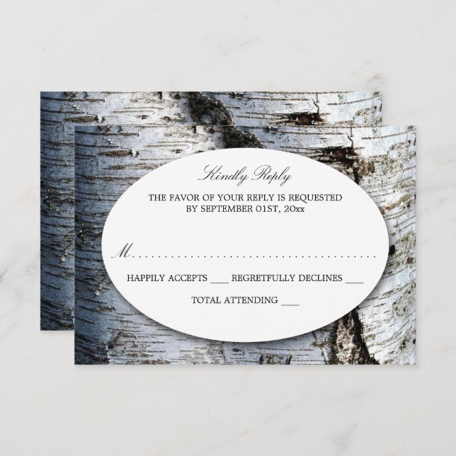 Country Rustic Birch Tree Wedding RSVP Card (Front/Back)