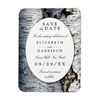 Country Rustic Birch Tree Wedding Save The Date Magnet by StampedyStamp at Zazzle