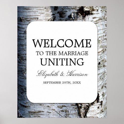 Country Rustic Birch Tree Wedding Welcome Poster