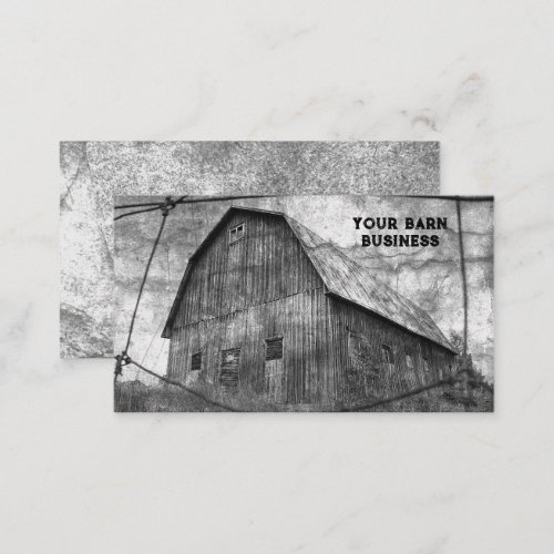 Country Rustic Black And White Barn Vintage Business Card
