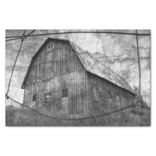 Country Rustic Black And White Barn Vintage Tissue Paper