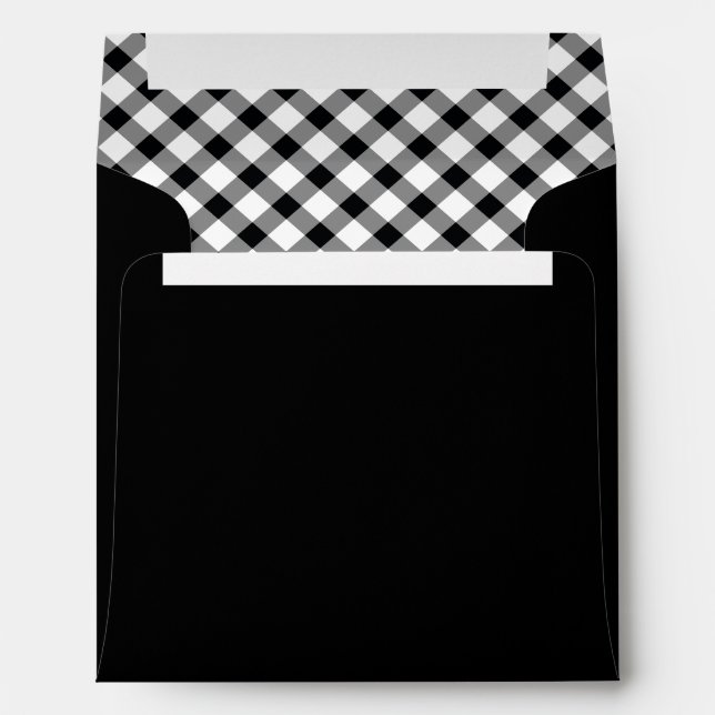 Country Rustic Black and White Buffalo Checks Enve Envelope (Back (Bottom))