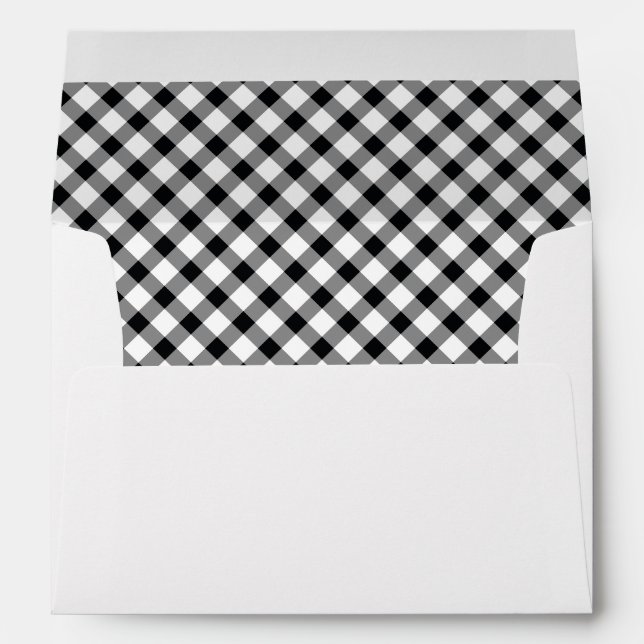 Country Rustic Black and White Buffalo Checks Enve Envelope (Back (Bottom))