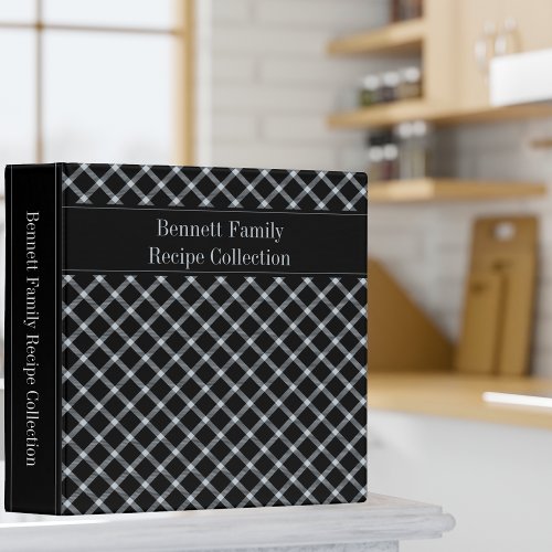 Country Rustic Black  Gray Family Recipe 3 Ring Binder