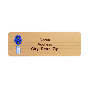 Country Rustic Blue Mason Jar Address Labels