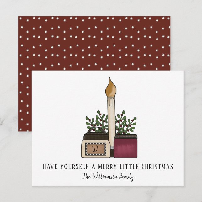 Country Rustic Candles and Berries Christmas  Holiday Postcard (Front/Back)