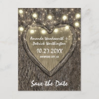 Country Rustic Carved Oak Tree Save The Date Cards