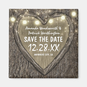 Country Rustic Carved Oak Tree Save the Date Magnet