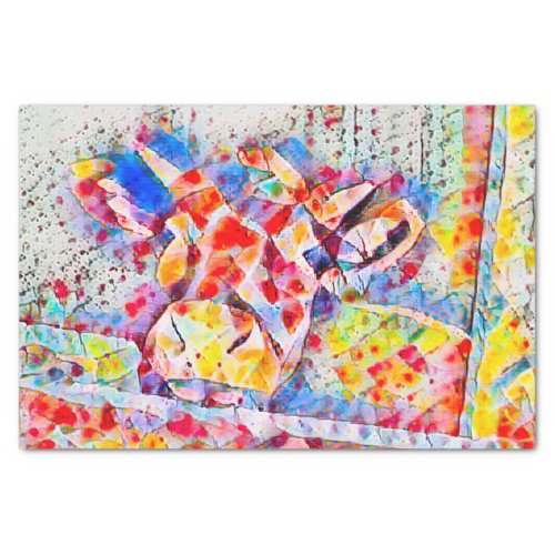 Country Rustic Cow Farm Red Blue Mosaic Art Tissue Paper