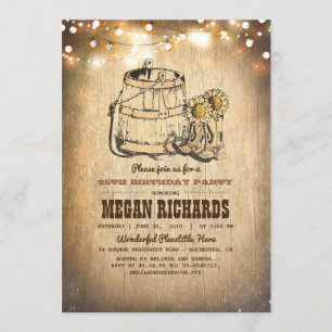 Country Rustic Cowboy Boots Birthday Party Invitation