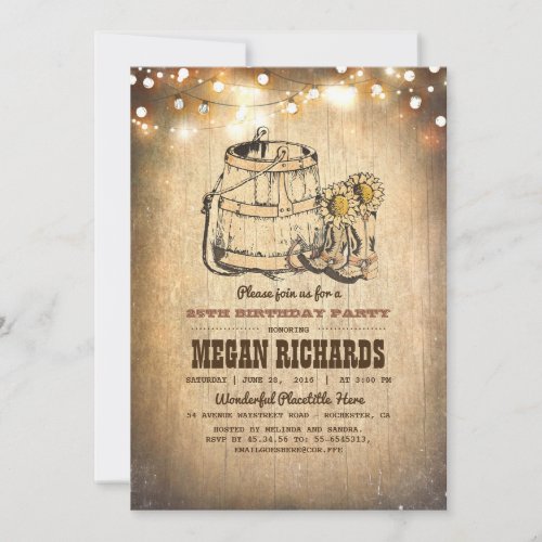Country Rustic Cowboy Boots Birthday Party Invitation