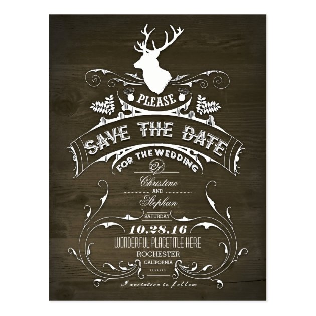 Country Rustic Deer Save The Date Postcard