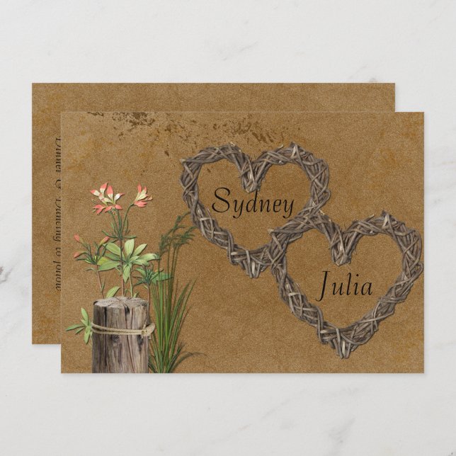 Country, Rustic, Elegant Wedding Invitation (Front/Back)