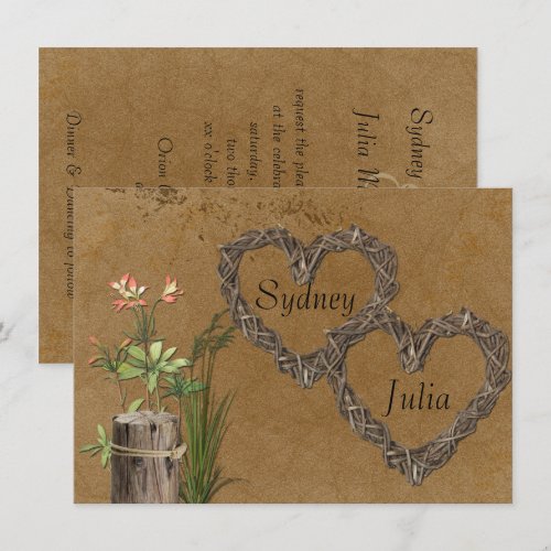 Country Elegant Gay Lesbian Wedding Invitation
