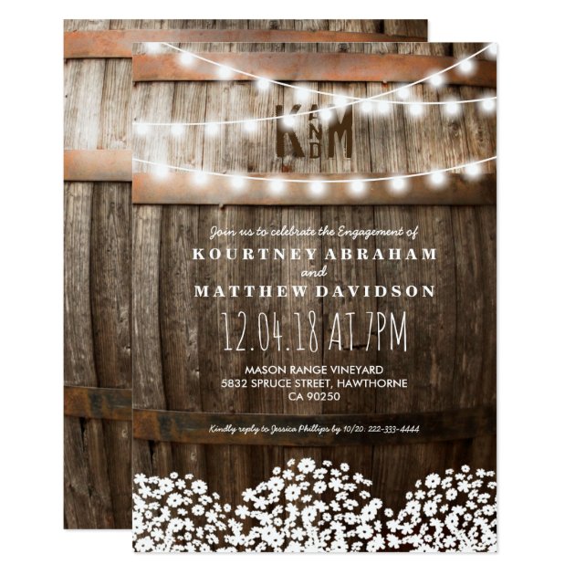 Country Rustic Engagement | String Of Lights Invitation