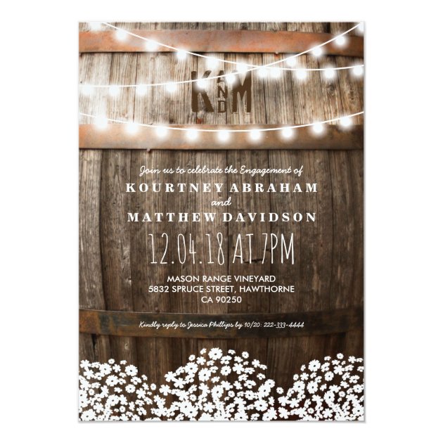 Country Rustic Engagement | String Of Lights Invitation