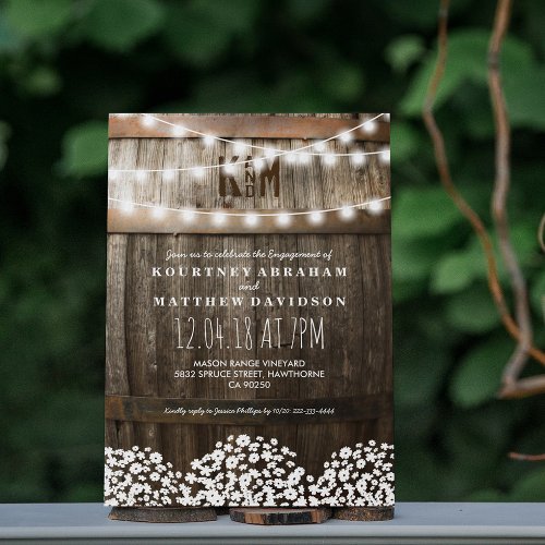 Country Rustic Engagement  String of Lights Invitation
