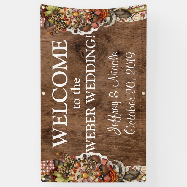 Country Rustic Fall Autumn Custom Wedding Banner