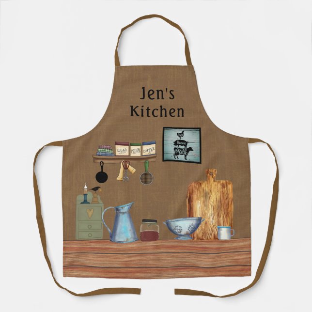 Country Rustic Farmhouse Kitchen Personalized Apron (Front)