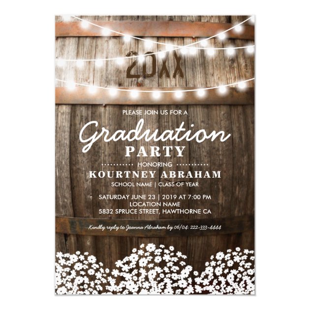 Country Rustic Graduation Party | Class of 2018 Card (front side)