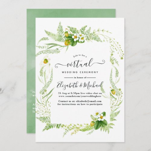 Country Rustic Greenery Online Virtual Wedding Invitation