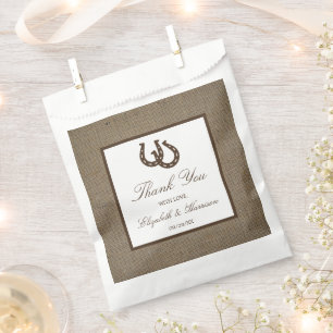 Country Rustic Horseshoe On Burlap Wedding Favor Bag