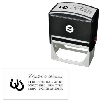 Country Rustic Horseshoe Return Address Self-inking Stamp by WeddingStore at Zazzle
