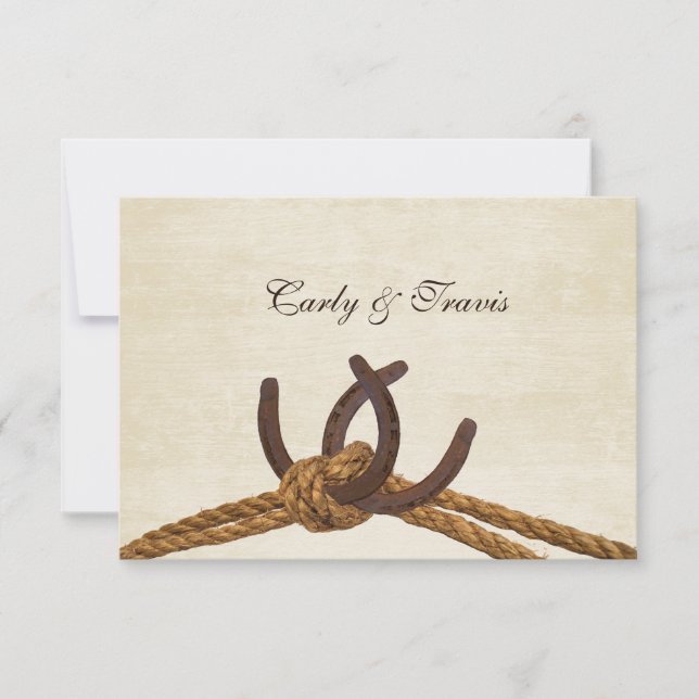 Country Rustic Horseshoes RSVP (Front)