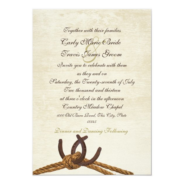Country Rustic Horseshoes Wedding Invitation