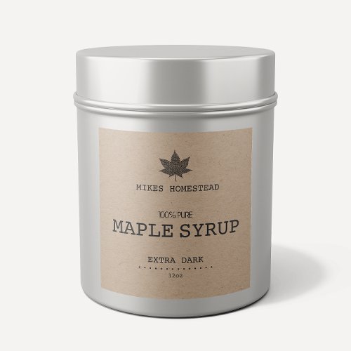 Country Rustic Kraft And Black Maple Syrup Label 