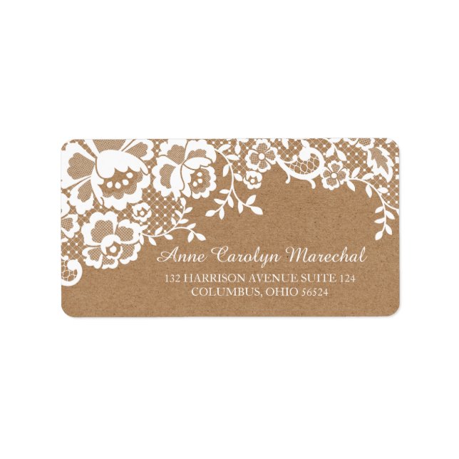 Country Rustic Lace Wedding Label (Front)