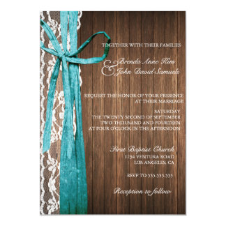 Country Rustic Lace Wood Wedding Invitation
