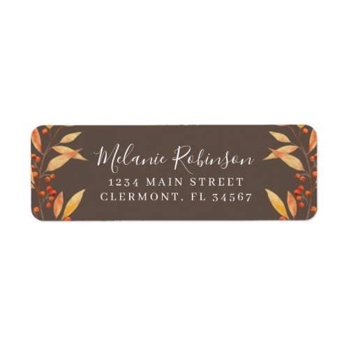 Country Rustic Leaves Autumn Return Address Label
