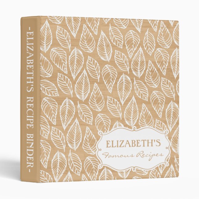 Country Rustic Leaves Pattern Customizable Binder (Front/Spine)