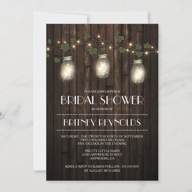 Country Rustic Lights Bridal Shower Invitations (Front)