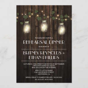 Country Rustic Lights Rehearsal Dinner Invitations