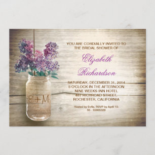 country rustic mason jar bridal shower invitations