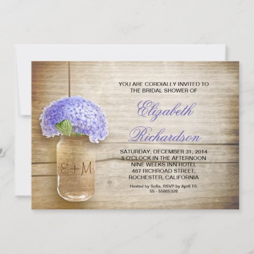 country rustic mason jar bridal shower invitations