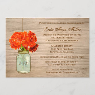Country Rustic Mason Jar Flowers Bridal Shower Invitation
