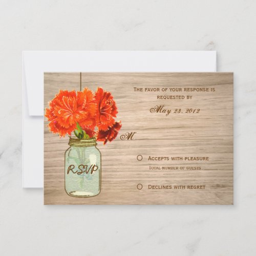 Country Rustic Mason Jar Flowers RSVP